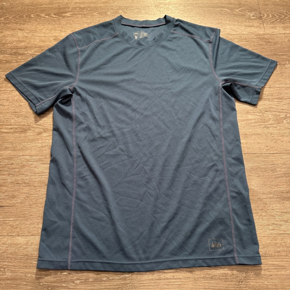 REI Co op Shirt Mens Medium Blue Short Sleeve Crewneck Performance Baselayer